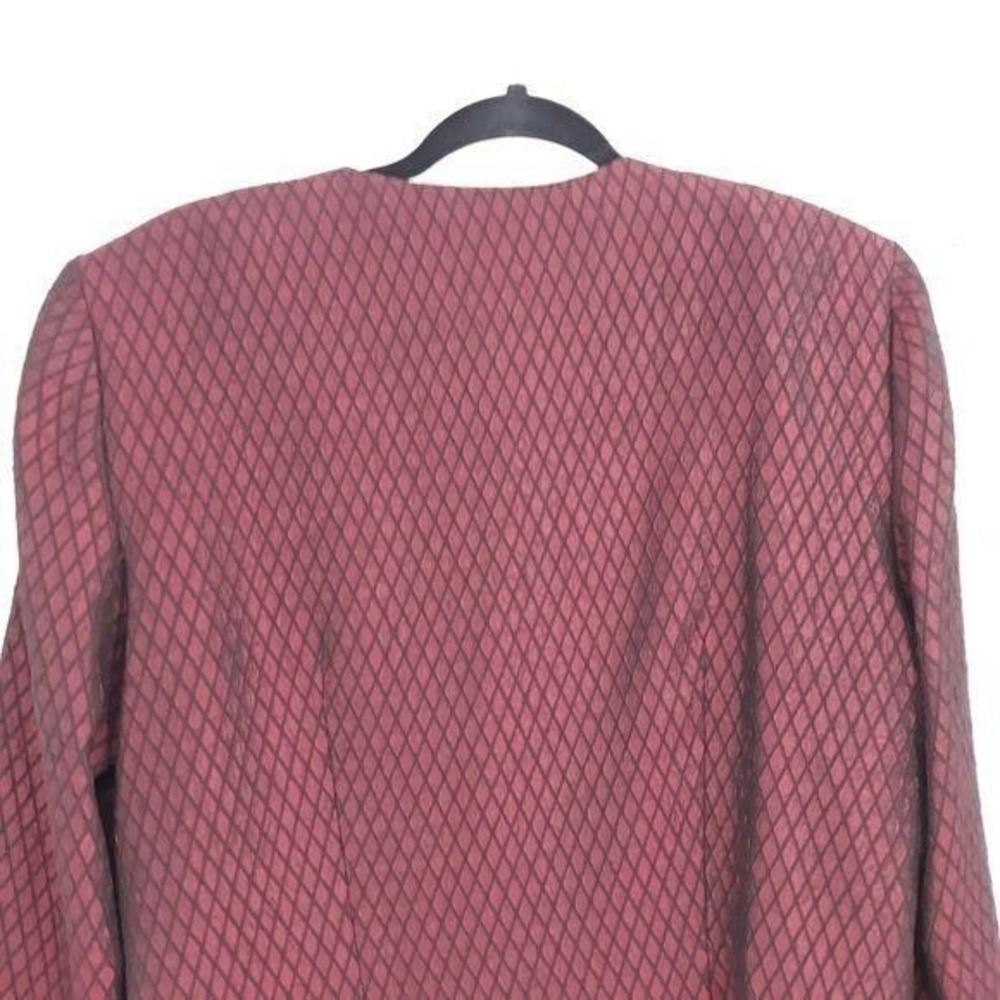 80's Oxblood Goth Blazer Sz L  Maroon Metallic Diamond Brocade‎ Embroidered - Picture 7 of 11